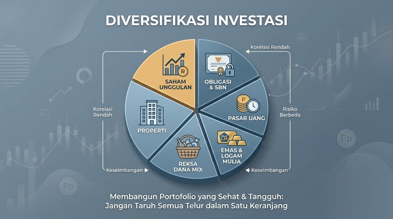 Ilustrasi sebaran aset dalam portofolio yang seimbang